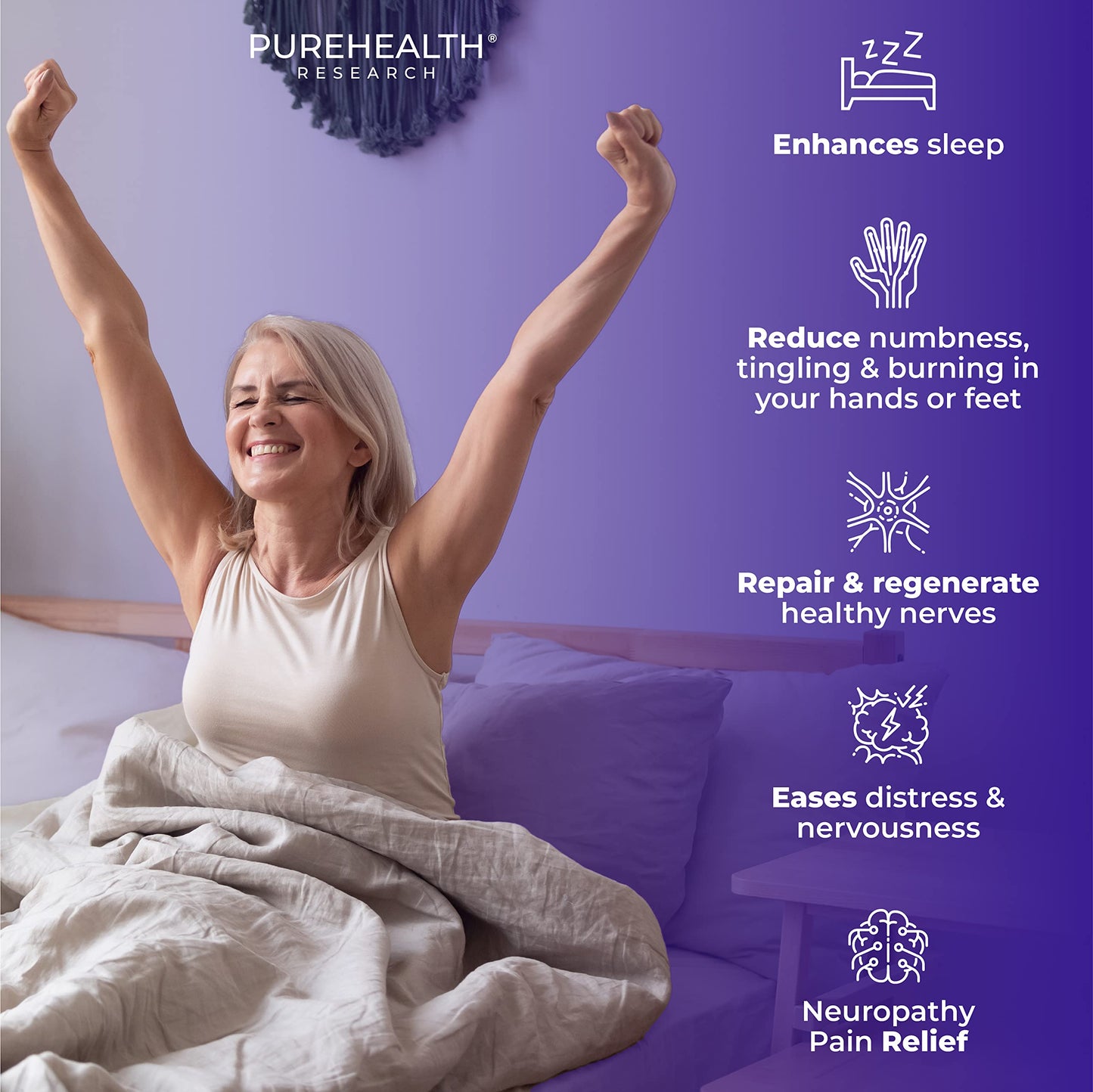 PUREHEALTH RESEARCH Nerve Regen Formula – Nerve Support Supplement for Hands & Feet | 60 Capsules