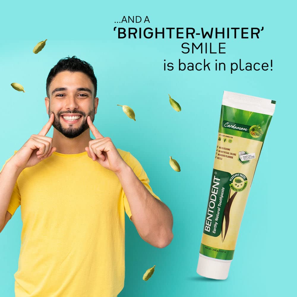 Bentodent Natural Toothpaste Cardamom 2-Pack for the Whole Family – SLS & Fluoride Free