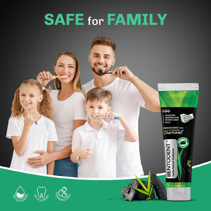 BENTODENT Charcoal Toothpaste – Natural Whitening, SLS & Fluoride Free, Vegan