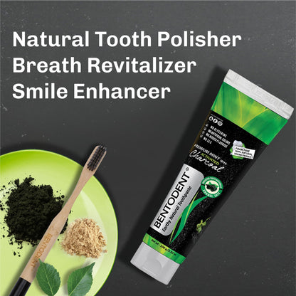 BENTODENT Charcoal Toothpaste – Natural Whitening, SLS & Fluoride Free, Vegan