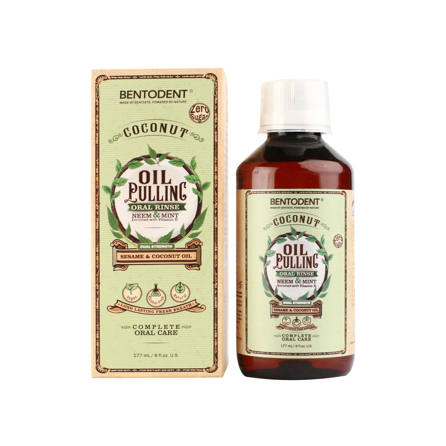 Bentodent Coconut Oil Pulling Mouthwash with Neem & Mint – 6 oz