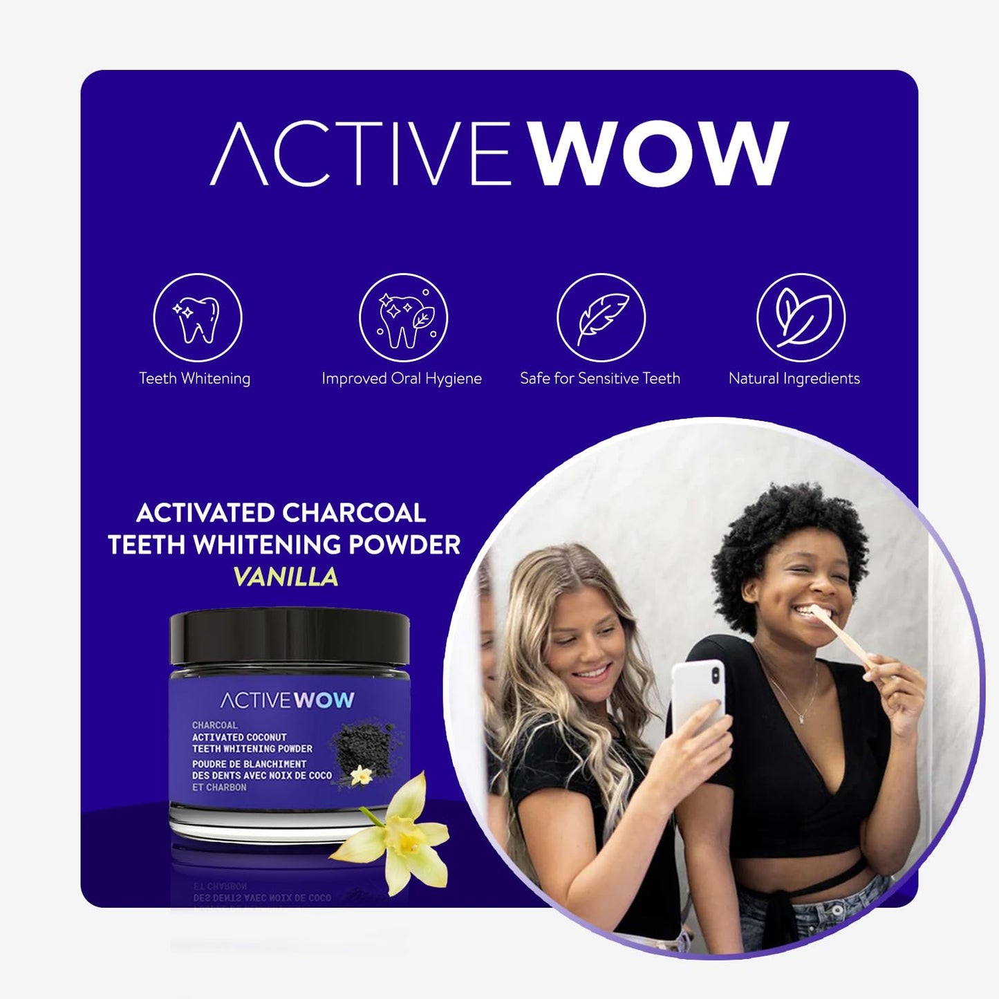 Active Wow Coconut Powder Toothpaste – Whitening, Fluoride-Free, Vanilla Flavor