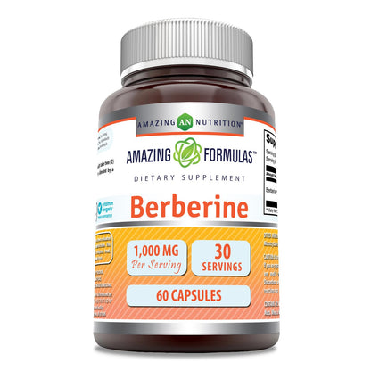 Amazing Formulas Berberine 1000mg Per Serving 60 Capsules Supplement | Non GMO | Gluten Free | Made in USA