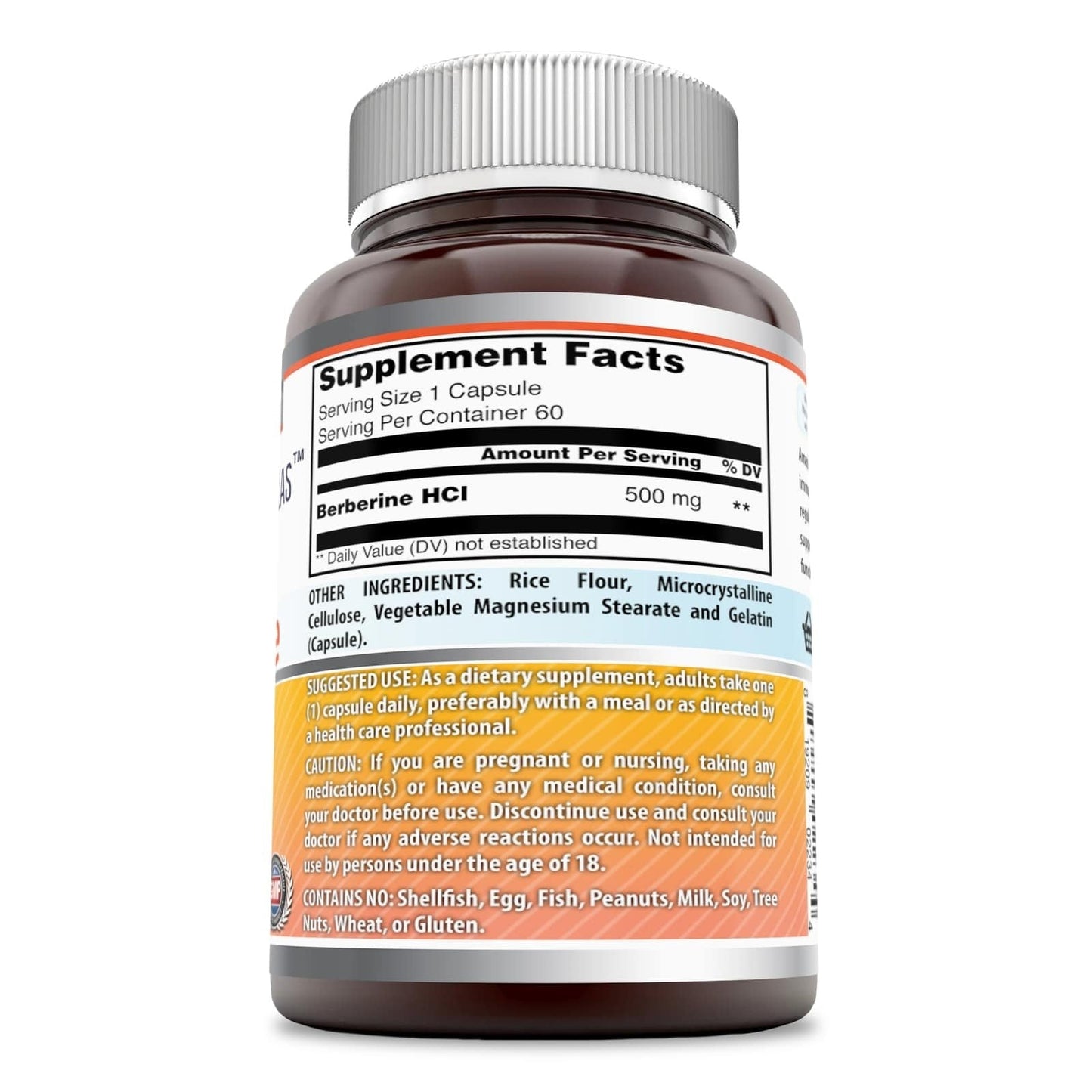 Amazing Formulas Berberine 1000mg Per Serving 60 Capsules Supplement | Non GMO | Gluten Free | Made in USA