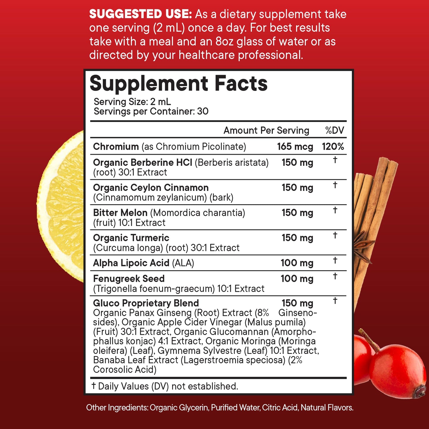 Berberine with Ceylon Cinnamon Liquid Drops 4 OZ – Immune Support with Ginseng, Turmeric, Chromium, Bitter Melon, Moringa