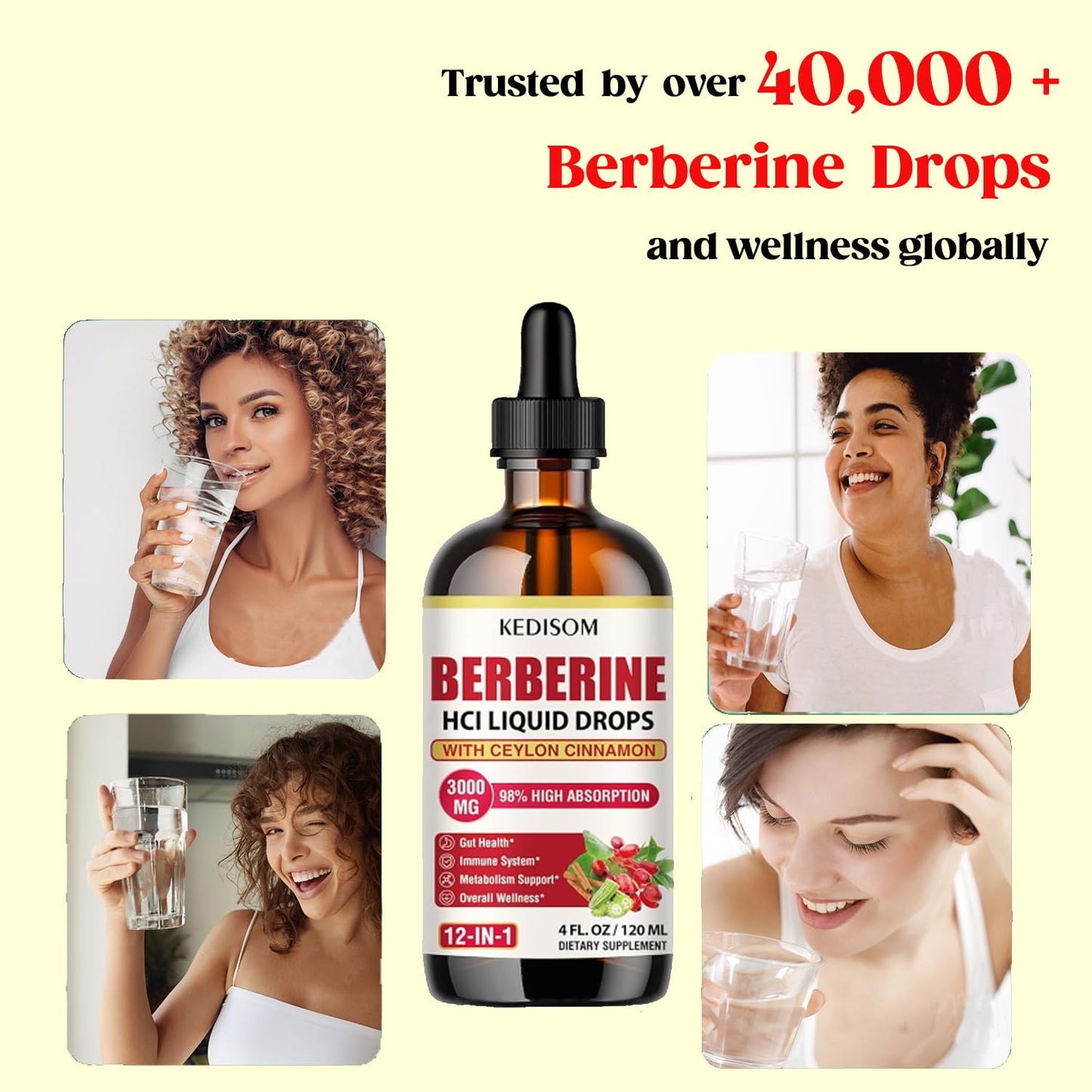 12-in-1 Berberine Liquid Drops – 2 Fl Oz, 3000mg Liposomal Berberine HCL with Cinnamon & Turmeric