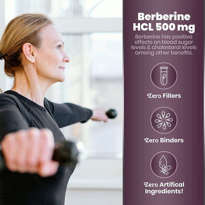 Simply Natures Pure Premium Berberine HCl 500mg - 120 Capsules - Cardiovascular GI Immune Support - Chromium Cinnamon (Pack of 3)