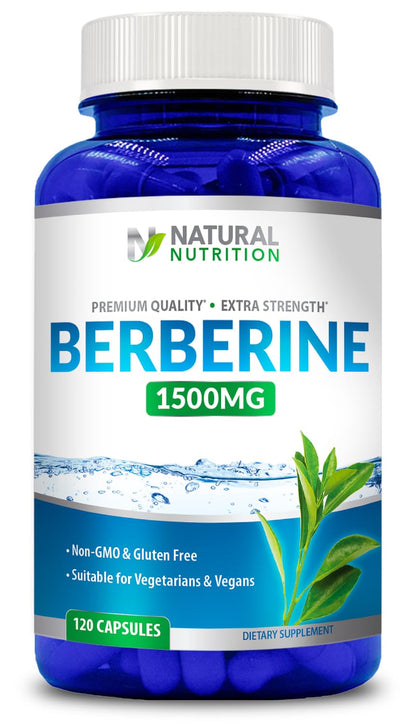 Natural Berberine HCL Extra Strength 1500mg - 120 Capsules | Gluten Free & Non-GMO