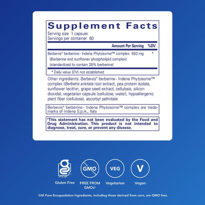 Pure Encapsulations Berberine UltraSorb 550 mg | Enhanced Absorption Berberine Phytosome | 60 capsules