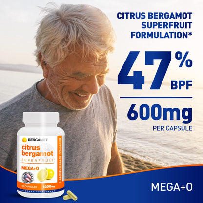 BergaMet Citrus Bergamot Supplement | 170:1 Extract, 1200mg per Serving, 80% Polyphenols