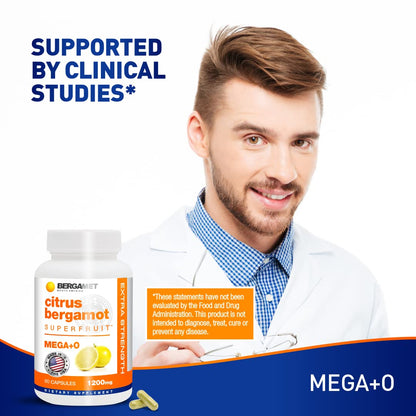 BergaMet Citrus Bergamot Supplement | 170:1 Extract, 1200mg per Serving, 80% Polyphenols
