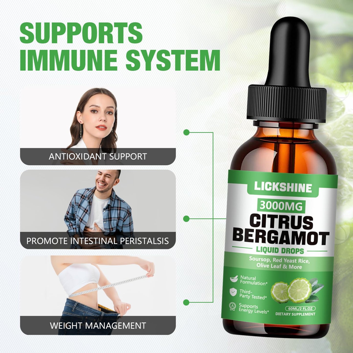 Lickshine 2 Pack Citrus Bergamot Liquid Drops – High Absorption & Cholesterol Support (4 oz)