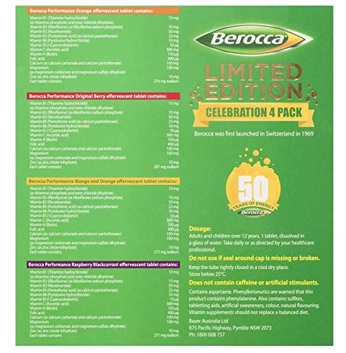 Berocca Performance Celebration Pack - 60-Count Effervescent Tablets (Limited Edition)
