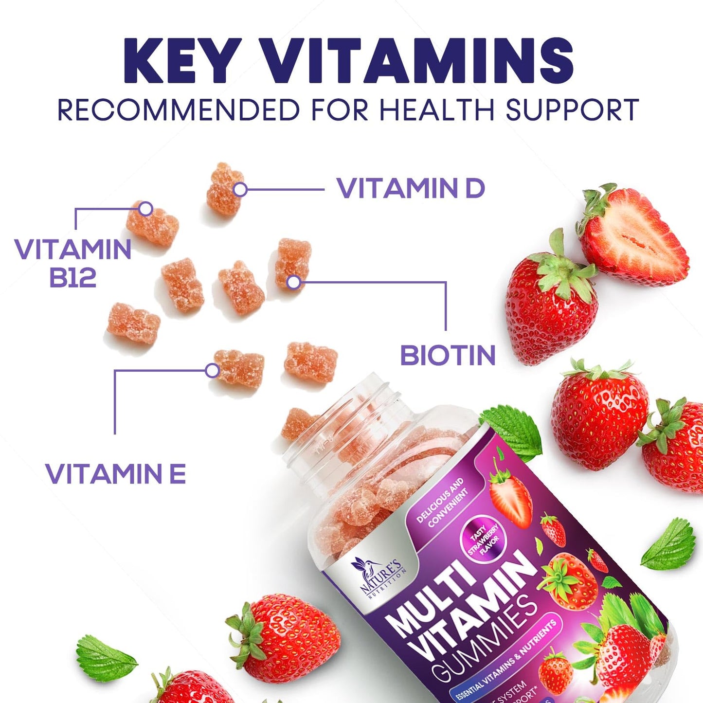 Multivitamin Gummies for Adults – Immune Support (A, C, D, B12) 90 Gummies