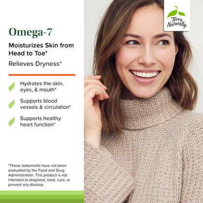 Terry Naturally Omega-7 with Sea Buckthorn – Skin Health Support | 60 Softgels (Pack of 2)