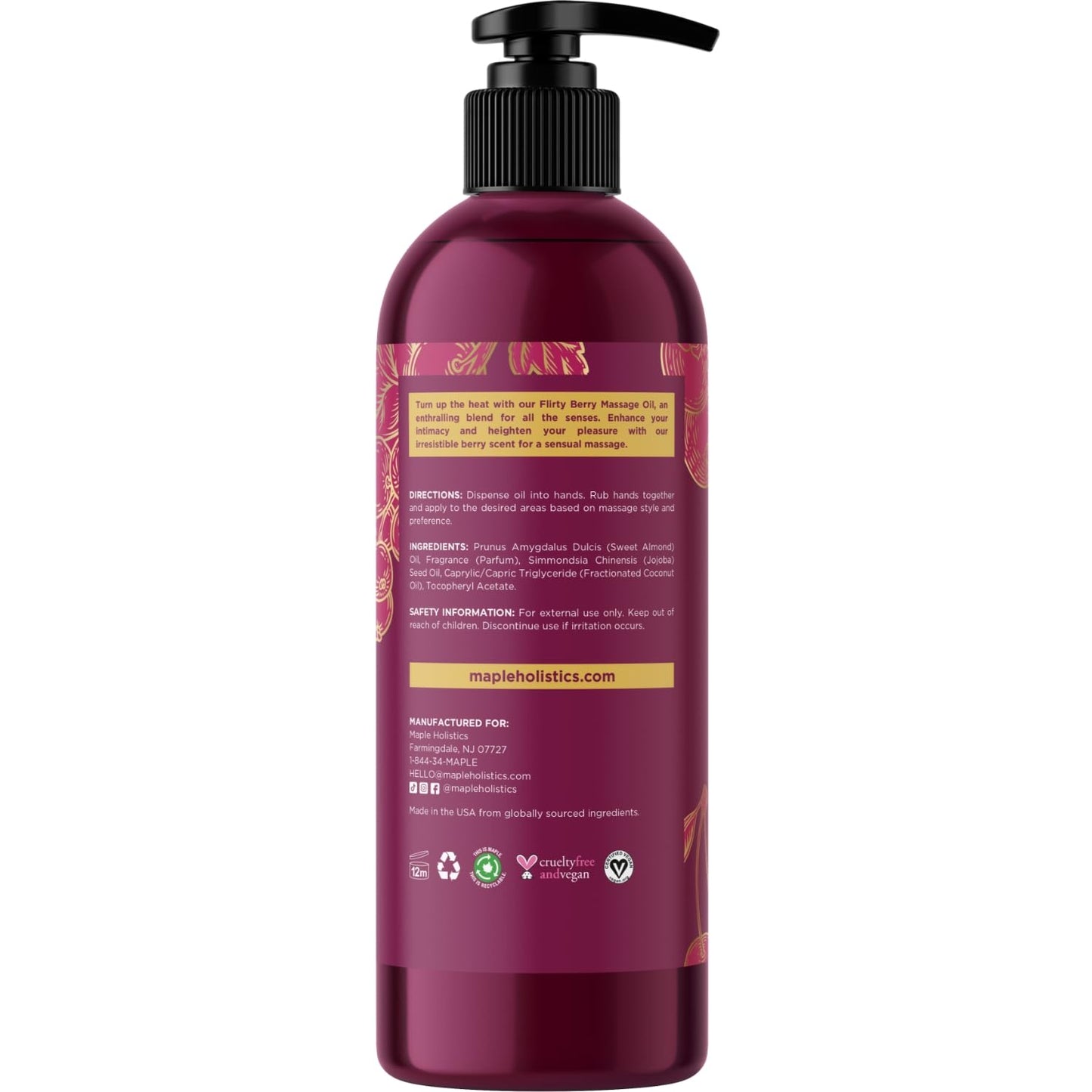 Berry Sensual Massage Oil for Couples – Vegan, Non-GMO, Gluten Free