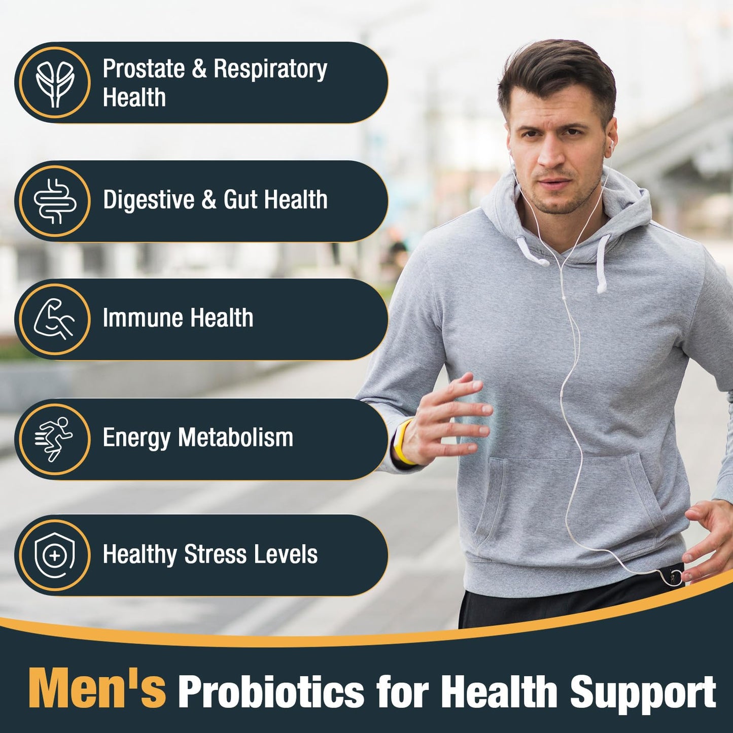 Besenify Probiotics for Men – 500B CFUs, 12 Strains, Turmeric & Cranberry, 240 Capsules