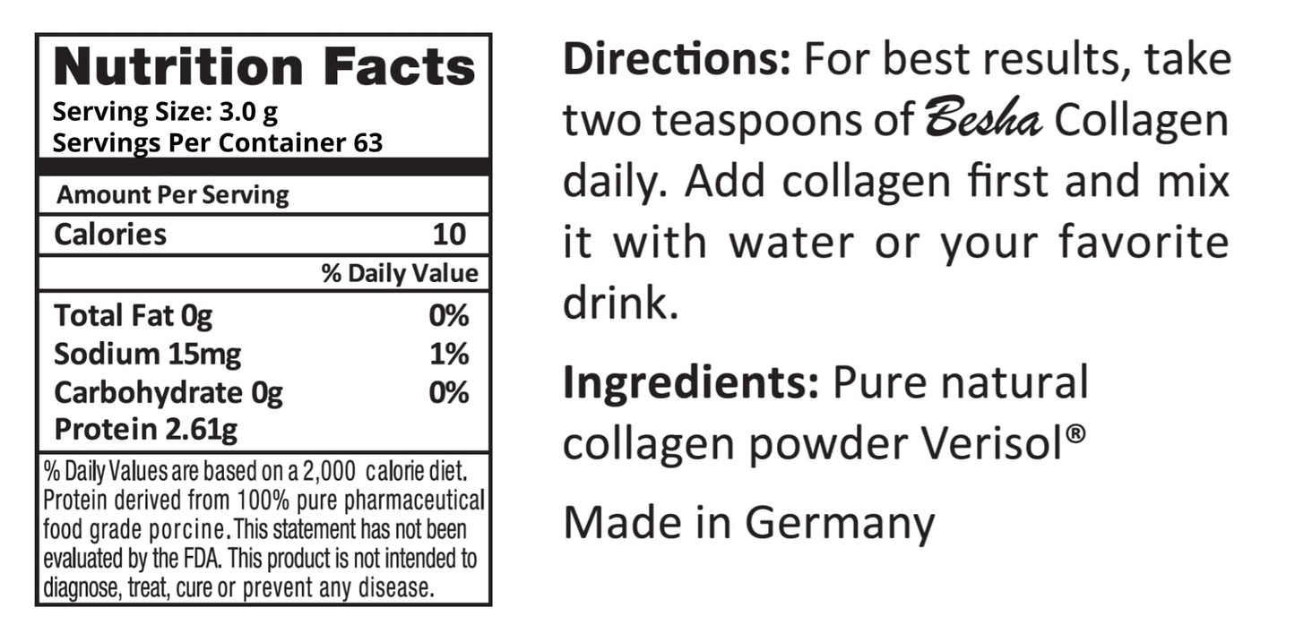 BESHA INC Verisol Collagen Bioactive Peptides – German-Made Collagen Powder (2 Month Supply)