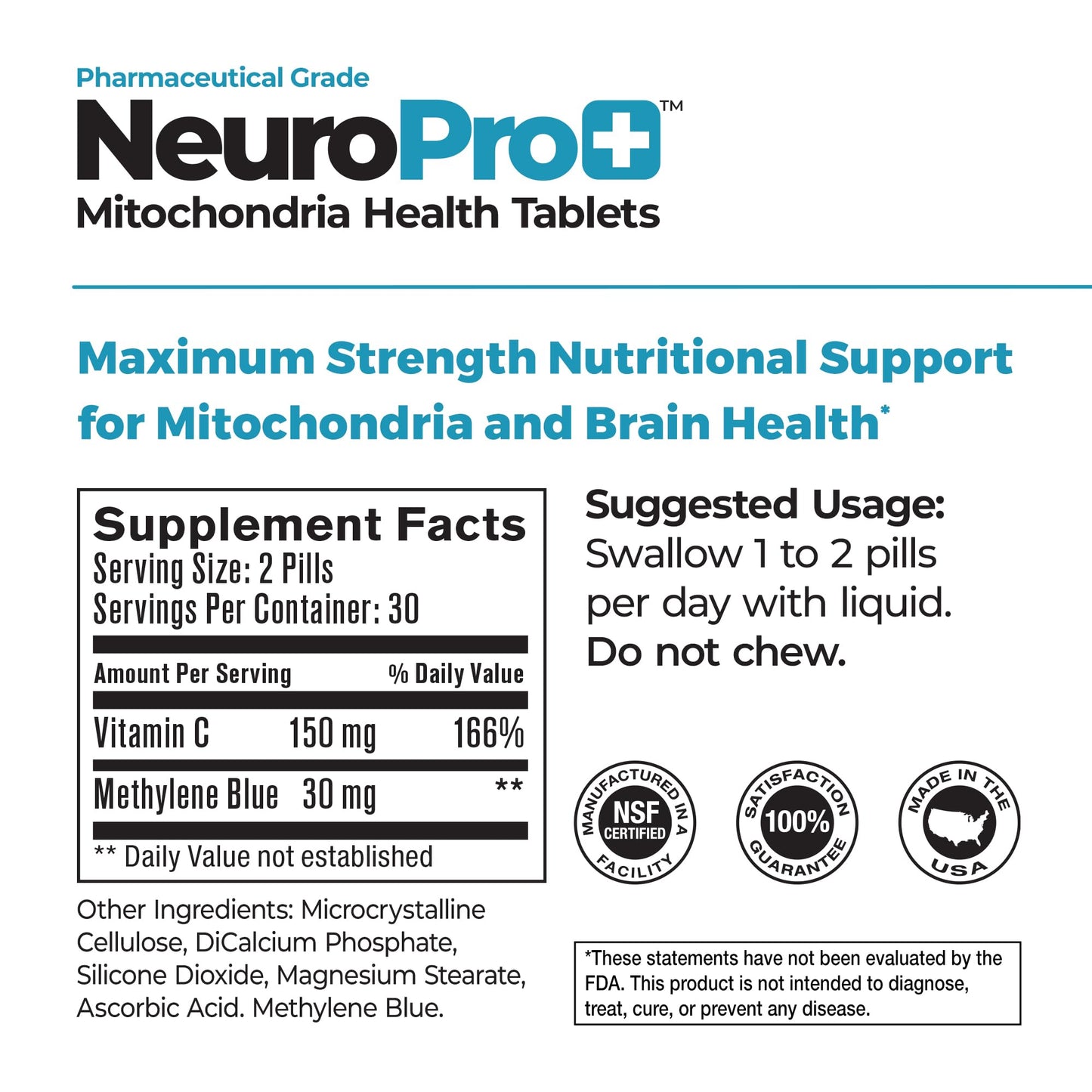 Best 365 Labs NeuroPro+ Methylene Blue & C Complex – Maximum Strength Mental Clarity, 60 Tablets