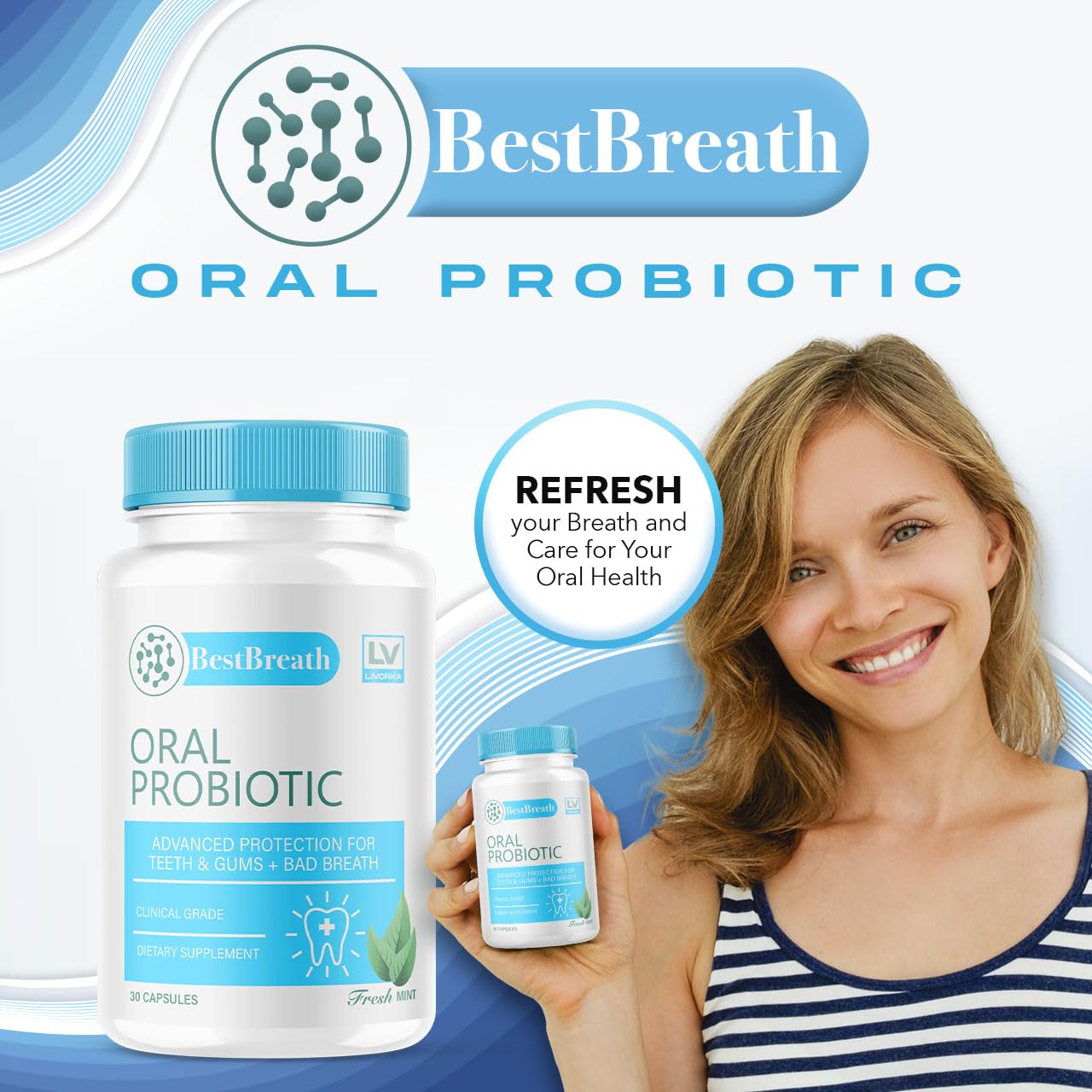 2 Pack - Best Breath - Best Breath Oral Probiotic, Best Breath Probiotic, Best Breath Pills, BestBreath, Best Breathe 60 Capsules for 2 Months, Best Breath Oral Probiotics for Mounth Bad Breath.