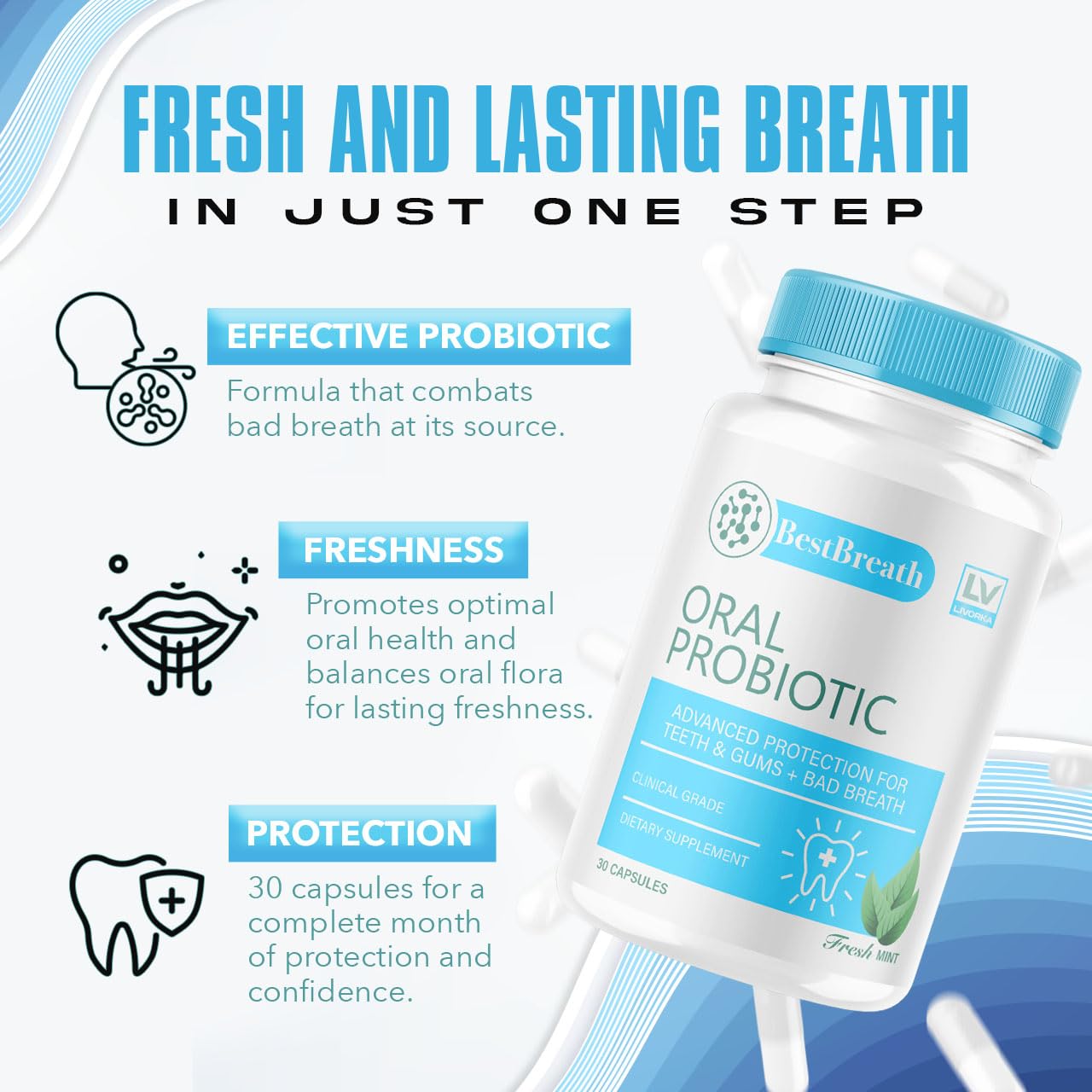 2 Pack - Best Breath - Best Breath Oral Probiotic, Best Breath Probiotic, Best Breath Pills, BestBreath, Best Breathe 60 Capsules for 2 Months, Best Breath Oral Probiotics for Mounth Bad Breath.
