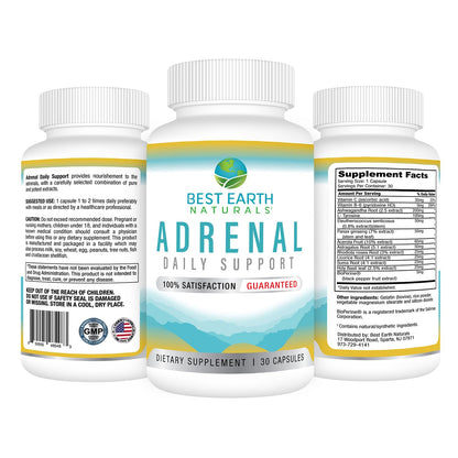 Best Earth Naturals Adrenal Support for Adults – Holy Basil, B Vitamins, L-Tyrosine, Rhodiola Rosea, Ashwagandha