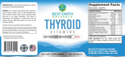 Best Earth Naturals Thyroid Support Supplement for Women and Men - 60 Capsules
