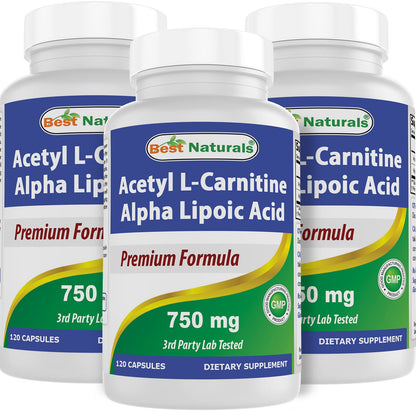 Best Naturals Acetyl L-Carnitine & Alpha Lipoic Acid 750 mg – 360 Count (3 x 120)