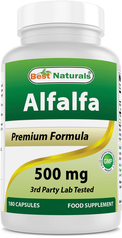 Best Naturals Alfalfa Green Super Food – 500 mg, 180 Capsules (Pack of 1)