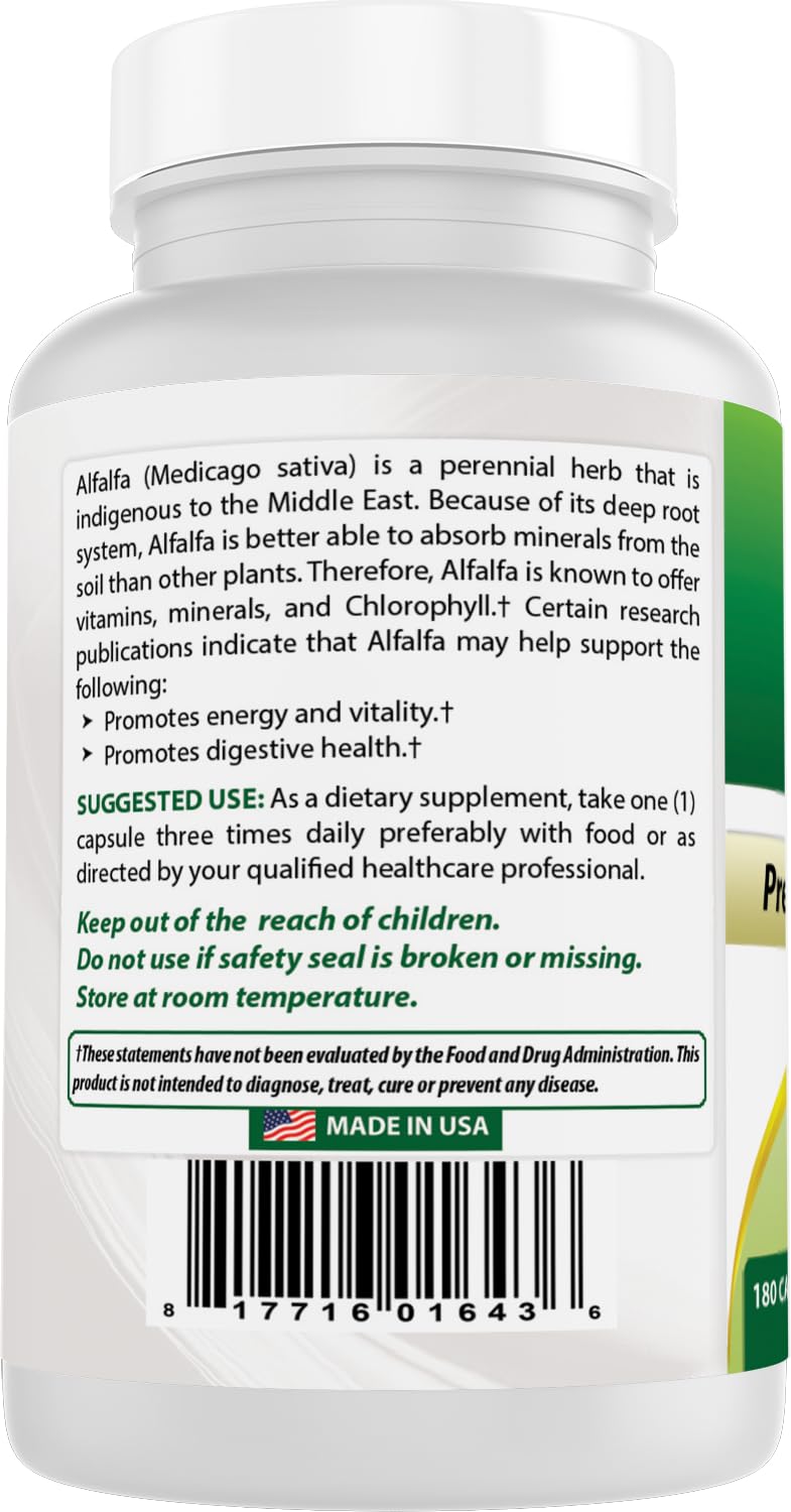 Best Naturals Alfalfa Green Super Food – 500 mg, 180 Capsules (Pack of 1)