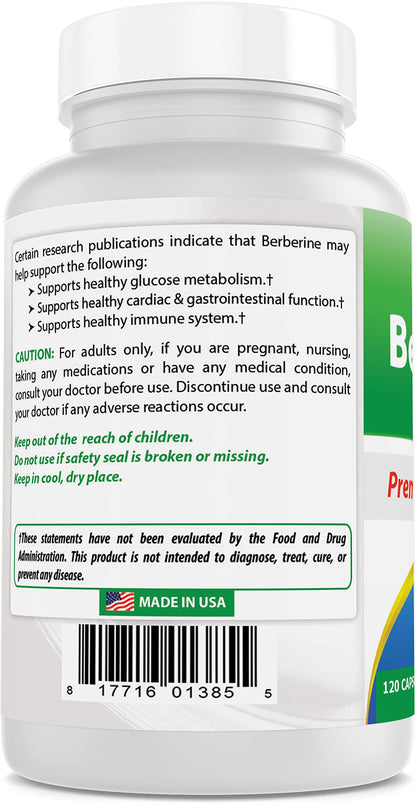 Best Naturals Berberine Plus 1000 mg/Serving - 120 Capsules (120 Count Pack of 3)