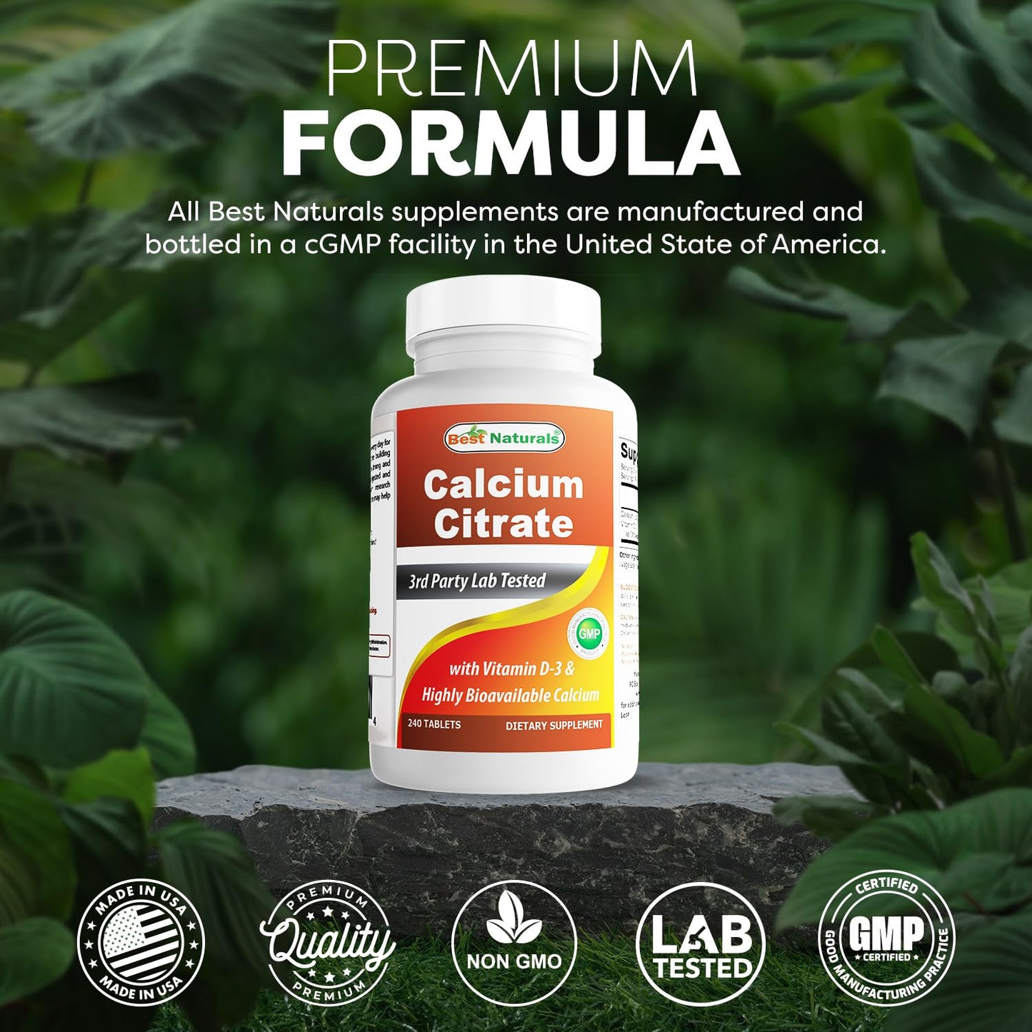 Best Naturals Calcium Citrate with Vitamin D-3 – 240 Tablets (Pack of 3) | Non-GMO, Gluten-Free