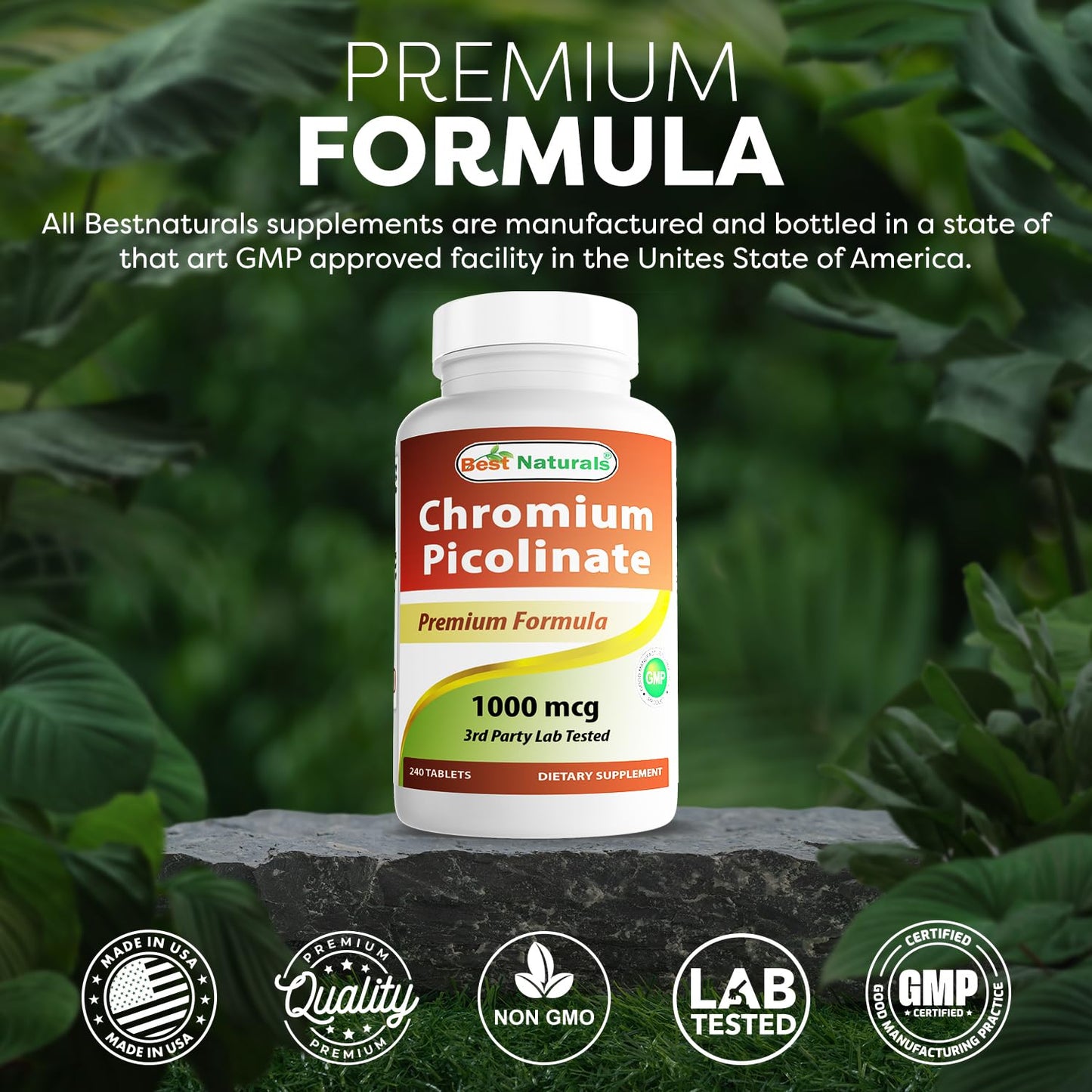 Best Naturals Chromium Picolinate 1000mcg - 240 Tablets | Non-GMO