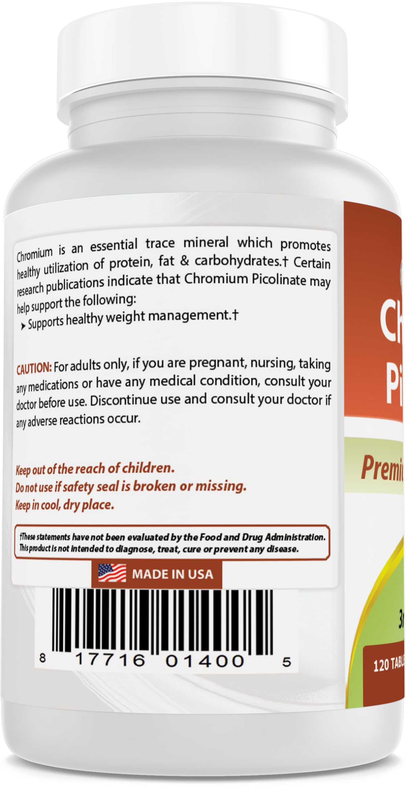 Best Naturals Chromium Picolinate 1000mcg - 240 Tablets | Non-GMO