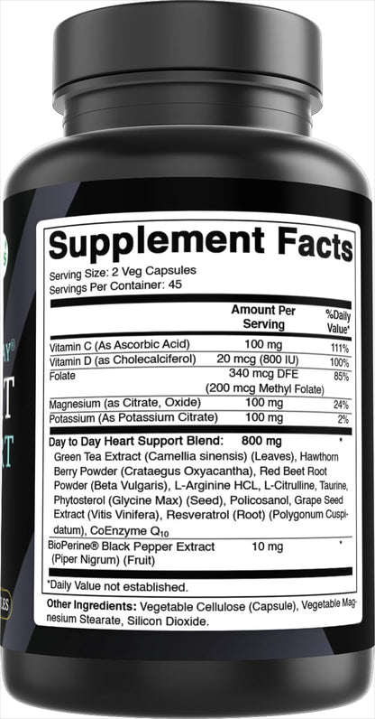 Best Naturals Heart Health Support - 90 Veg Capsules (CoQ10, Green Tea, Hawthorn)