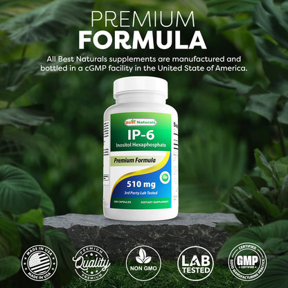 Best Naturals IP-6 510 mg 180 Capsules | 3rd-Party Tested, Non-GMO