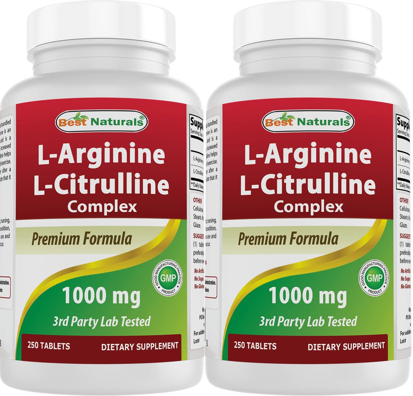 Best Naturals L-Arginine L-Citrulline Complex 1000 mg - 250 Tablets (Pack of 2)