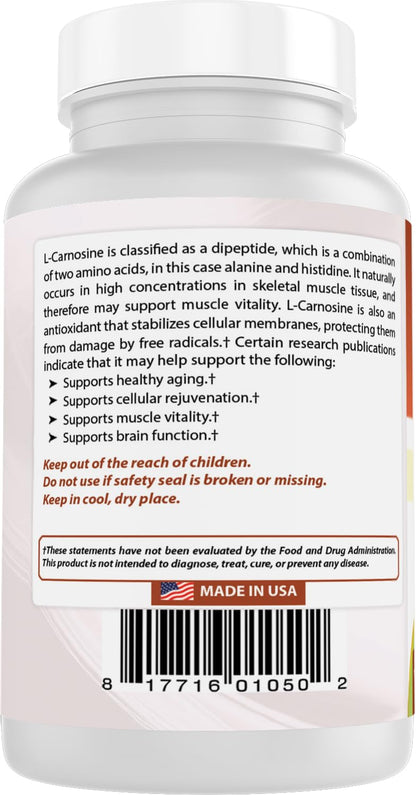 Best Naturals L-Carnosine 500 mg – 100 Vcaps (Pack of 3)
