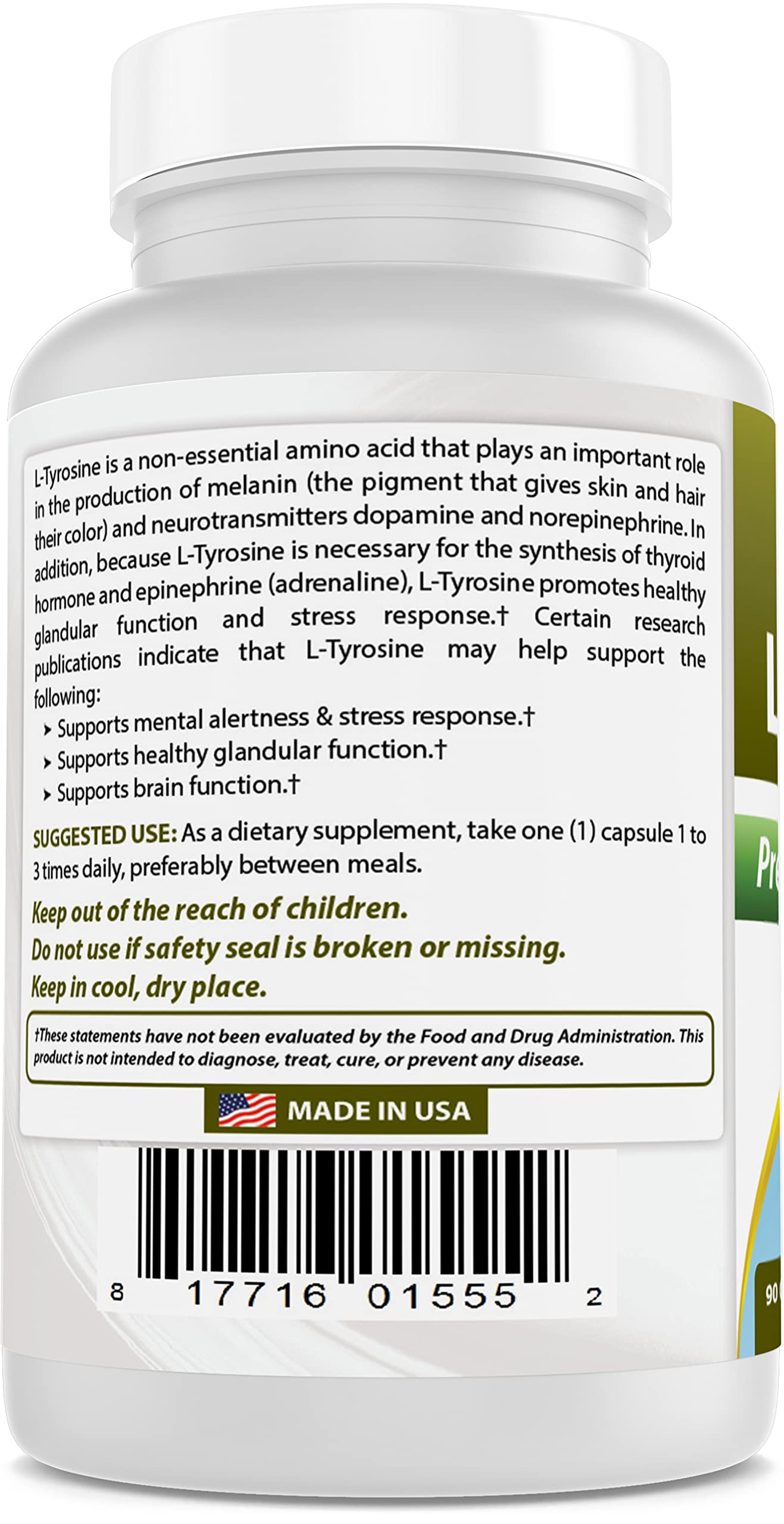 Best Naturals L-Tyrosine 500 mg – 90 Capsules (Pack of 3)