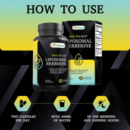Best Naturals Liposomal Berberine 1200 mg - 90 Veg Capsules with Bioperine