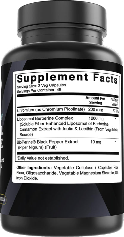 Best Naturals Liposomal Berberine 1200 mg - 90 Veg Capsules with Bioperine