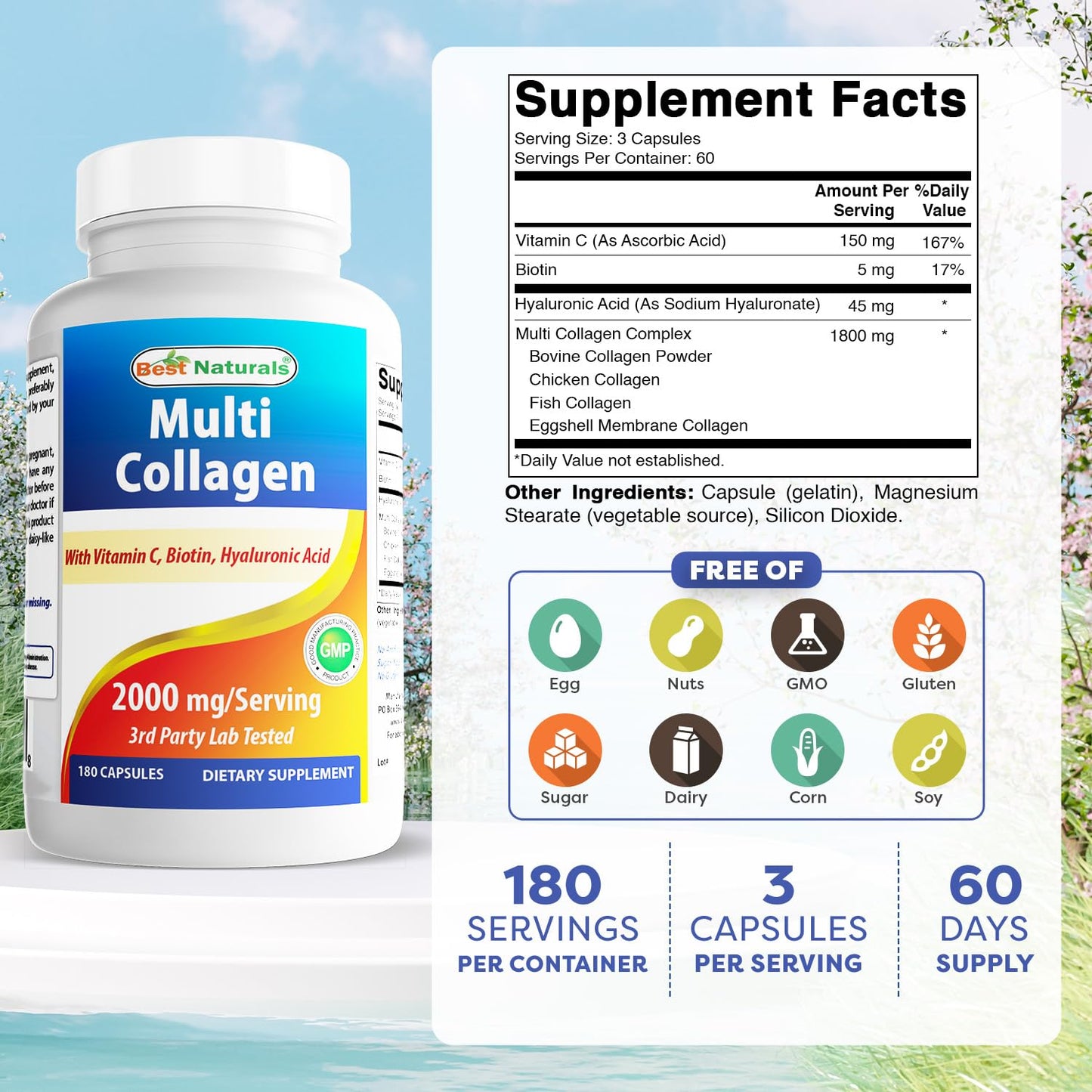 Best Naturals Multi Collagen Pills 2000mg – Hair, Skin & Nails