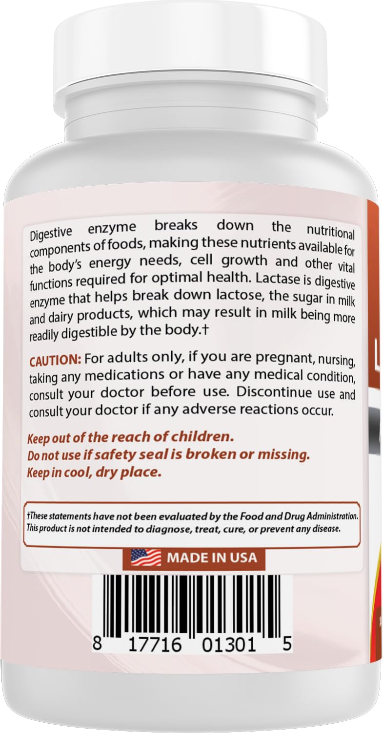 Best Naturals Lactase Enzyme Tablets – Fast Acting 9000 FCC ALU, 180 Count per Bottle, Pack of 2