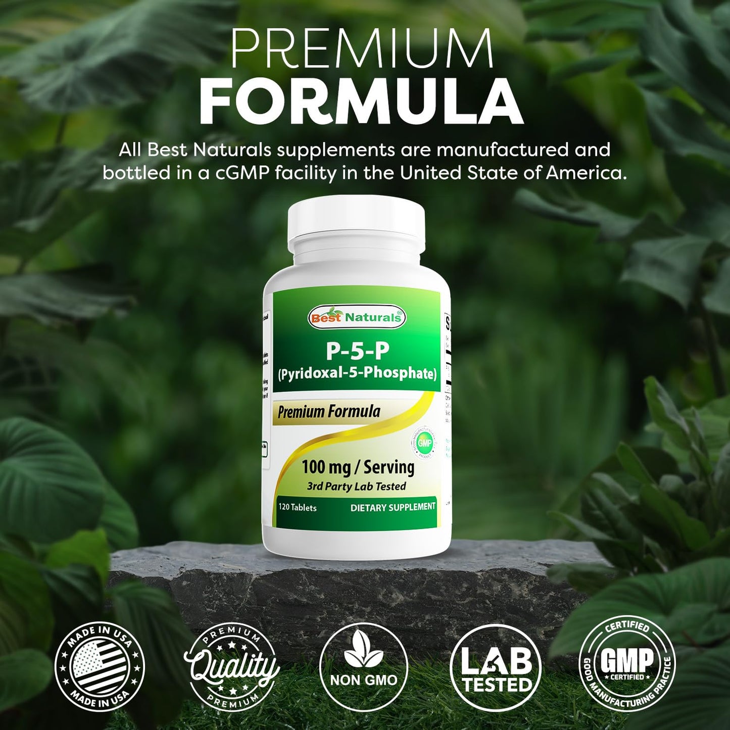 Best Naturals P5P Vitamin B6 100 mg/Serving - 120 Tablets (Pyridoxal 5 Phosphate)