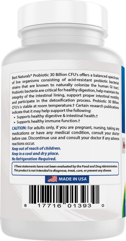 Best Naturals Probiotic 10 Strains – 30 Billion CFU, 120 Veggie Caps (Pack of 3)