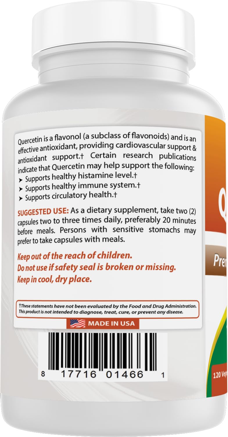 Best Naturals Quercetin 1000 mg Veggie Capsules – 120 Count (Pack of 2)