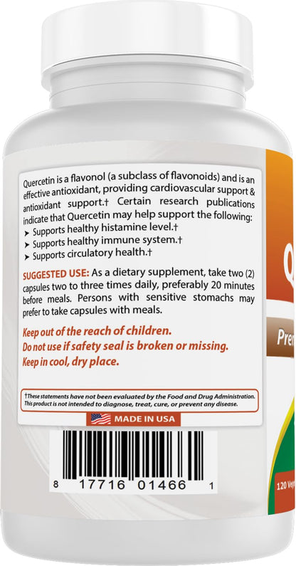 Best Naturals Quercetin 1000 mg Veggie Capsules – 120 Count (Pack of 2)