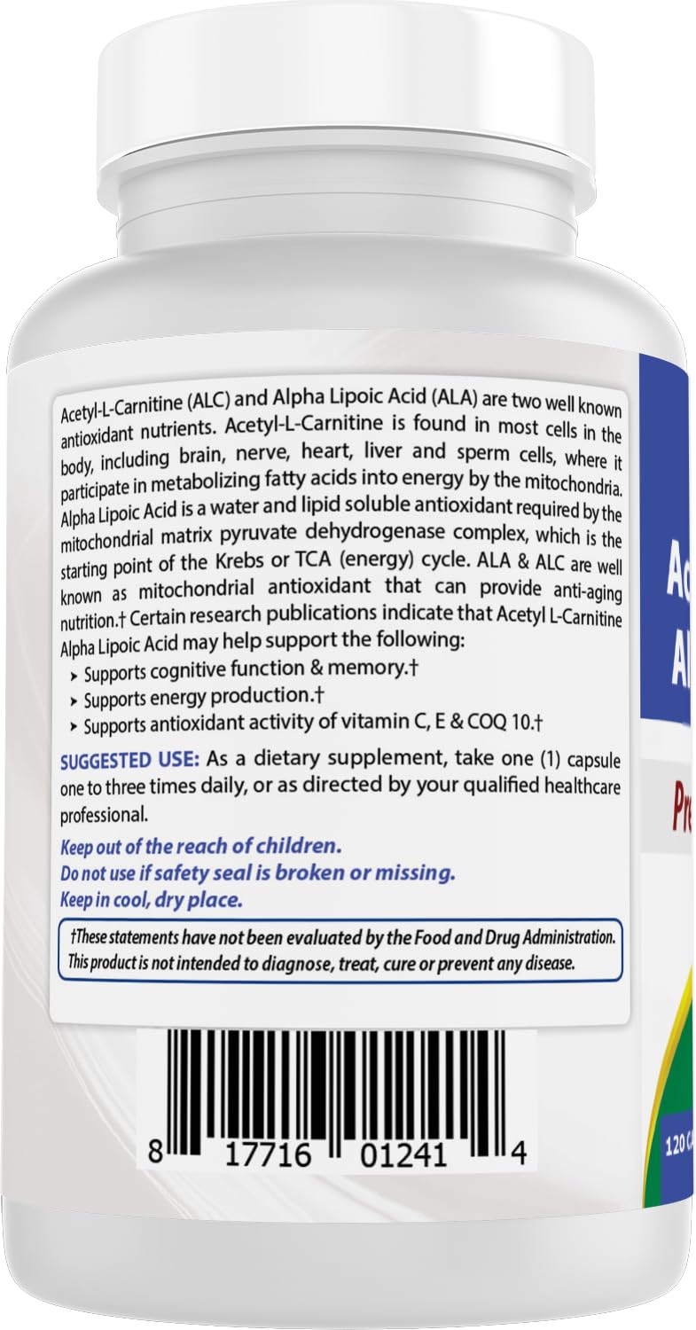 Best Naturals Acetyl L-Carnitine & Alpha Lipoic Acid 750 mg – 360 Count (3 x 120)
