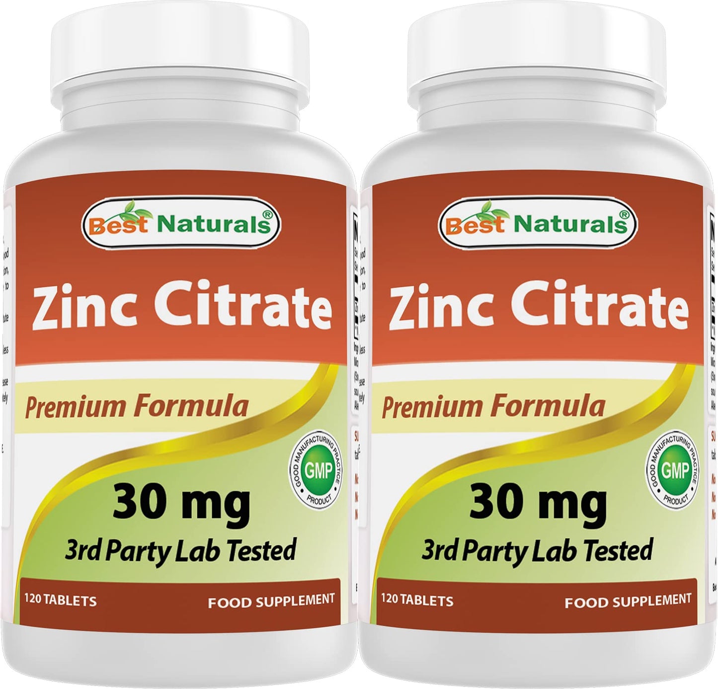 Best Naturals Zinc 30mg (Zinc Citrate) - 120 Tablets Pack of 2 - Immune Support