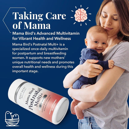 Best Nest Wellness Mama Bird Postnatal Vitamins – Whole-Food, Vegan, Methylated (30 Ct)